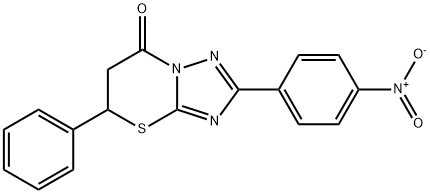 2-{4-nitrophenyl}-5-phenyl-5,6-dihydro-7H-[1,2,4]triazolo[5,1-b][1,3]thiazin-7-one 구조식 이미지