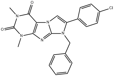 7-(4-chlorophenyl)-1,3-dimethyl-8-(phenylmethyl)-1H-imidazo[2,1-f]purine-2,4(3H,8H)-dione Structure