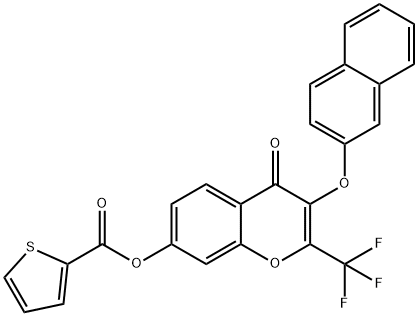 3-(2-naphthyloxy)-4-oxo-2-(trifluoromethyl)-4H-chromen-7-yl 2-thiophenecarboxylate 구조식 이미지