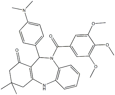 11-[4-(dimethylamino)phenyl]-3,3-dimethyl-10-(3,4,5-trimethoxybenzoyl)-2,3,4,5,10,11-hexahydro-1H-dibenzo[b,e][1,4]diazepin-1-one 구조식 이미지