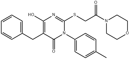 5-benzyl-6-hydroxy-3-(4-methylphenyl)-2-{[2-(4-morpholinyl)-2-oxoethyl]sulfanyl}-4(3H)-pyrimidinone 구조식 이미지
