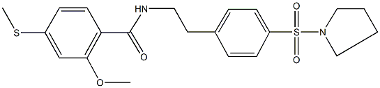 2-methoxy-4-(methylsulfanyl)-N-{2-[4-(1-pyrrolidinylsulfonyl)phenyl]ethyl}benzamide 구조식 이미지