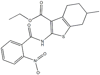 ethyl 2-({2-nitrobenzoyl}amino)-6-methyl-4,5,6,7-tetrahydro-1-benzothiophene-3-carboxylate Structure