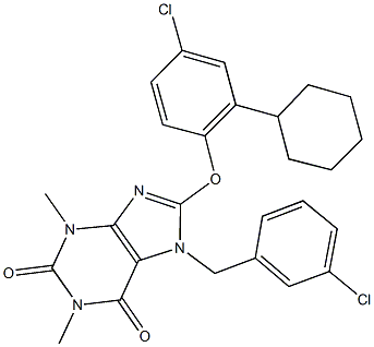 7-(3-chlorobenzyl)-8-(4-chloro-2-cyclohexylphenoxy)-1,3-dimethyl-3,7-dihydro-1H-purine-2,6-dione Structure