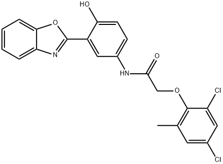 N-[3-(1,3-benzoxazol-2-yl)-4-hydroxyphenyl]-2-(2,4-dichloro-6-methylphenoxy)acetamide 구조식 이미지