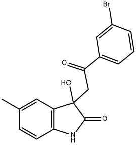 3-[2-(3-bromophenyl)-2-oxoethyl]-3-hydroxy-5-methyl-1,3-dihydro-2H-indol-2-one 구조식 이미지