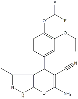 6-amino-4-[4-(difluoromethoxy)-3-ethoxyphenyl]-3-methyl-1,4-dihydropyrano[2,3-c]pyrazole-5-carbonitrile Structure