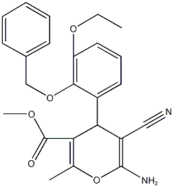 methyl 6-amino-4-[2-(benzyloxy)-3-ethoxyphenyl]-5-cyano-2-methyl-4H-pyran-3-carboxylate Structure