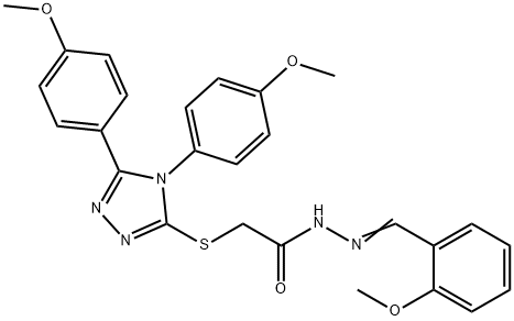 2-{[4,5-bis(4-methoxyphenyl)-4H-1,2,4-triazol-3-yl]sulfanyl}-N'-(2-methoxybenzylidene)acetohydrazide Structure