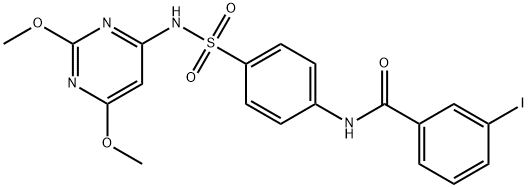 N-(4-{[(2,6-dimethoxypyrimidin-4-yl)amino]sulfonyl}phenyl)-3-iodobenzamide 구조식 이미지