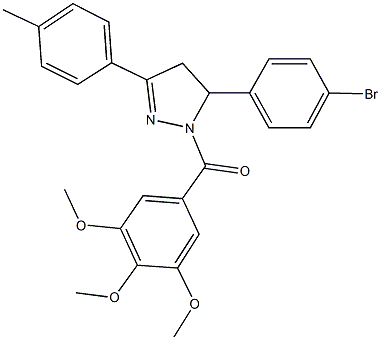 5-(4-bromophenyl)-3-(4-methylphenyl)-1-(3,4,5-trimethoxybenzoyl)-4,5-dihydro-1H-pyrazole 구조식 이미지