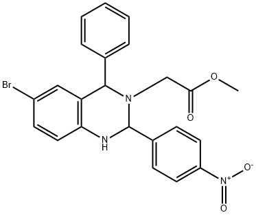 methyl (6-bromo-2-{4-nitrophenyl}-4-phenyl-1,4-dihydro-3(2H)-quinazolinyl)acetate Structure