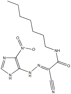 2-cyano-N-heptyl-2-({4-nitro-1H-imidazol-5-yl}hydrazono)acetamide 구조식 이미지