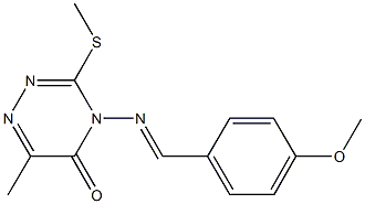 4-[(4-methoxybenzylidene)amino]-6-methyl-3-(methylsulfanyl)-1,2,4-triazin-5(4H)-one 구조식 이미지