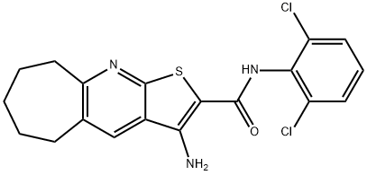 3-amino-N-(2,6-dichlorophenyl)-6,7,8,9-tetrahydro-5H-cyclohepta[b]thieno[3,2-e]pyridine-2-carboxamide Structure