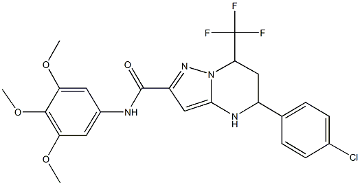 5-(4-chlorophenyl)-7-(trifluoromethyl)-N-(3,4,5-trimethoxyphenyl)-4,5,6,7-tetrahydropyrazolo[1,5-a]pyrimidine-2-carboxamide 구조식 이미지
