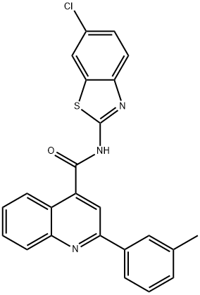 N-(6-chloro-1,3-benzothiazol-2-yl)-2-(3-methylphenyl)-4-quinolinecarboxamide 구조식 이미지