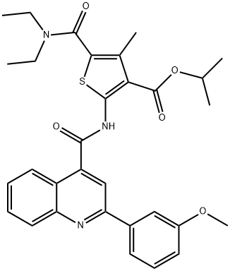 isopropyl 5-[(diethylamino)carbonyl]-2-({[2-(3-methoxyphenyl)-4-quinolinyl]carbonyl}amino)-4-methyl-3-thiophenecarboxylate 구조식 이미지