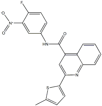 N-{4-fluoro-3-nitrophenyl}-2-(5-methyl-2-thienyl)-4-quinolinecarboxamide 구조식 이미지