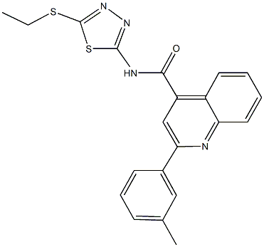 N-[5-(ethylsulfanyl)-1,3,4-thiadiazol-2-yl]-2-(3-methylphenyl)-4-quinolinecarboxamide 구조식 이미지