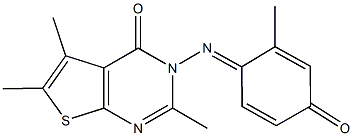 2,5,6-trimethyl-3-[(2-methyl-4-oxo-2,5-cyclohexadien-1-ylidene)amino]thieno[2,3-d]pyrimidin-4(3H)-one Structure