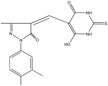 5-{[1-(3,4-dimethylphenyl)-5-hydroxy-3-methyl-1H-pyrazol-4-yl]methylene}-2-thioxodihydro-4,6(1H,5H)-pyrimidinedione Structure
