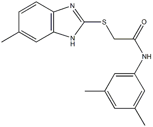 N-(3,5-dimethylphenyl)-2-[(6-methyl-1H-benzimidazol-2-yl)sulfanyl]acetamide 구조식 이미지