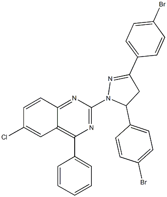 2-[3,5-bis(4-bromophenyl)-4,5-dihydro-1H-pyrazol-1-yl]-6-chloro-4-phenylquinazoline 구조식 이미지