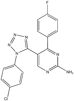 5-[1-(4-chlorophenyl)-1H-tetraazol-5-yl]-4-(4-fluorophenyl)-2-pyrimidinylamine 구조식 이미지