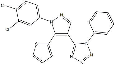 5-[1-(3,4-dichlorophenyl)-5-(2-thienyl)-1H-pyrazol-4-yl]-1-phenyl-1H-tetraazole 구조식 이미지