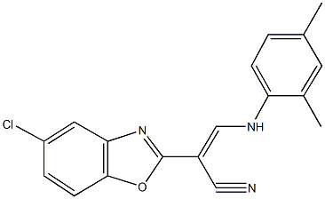 2-(5-chloro-1,3-benzoxazol-2-yl)-3-(2,4-dimethylanilino)acrylonitrile Structure