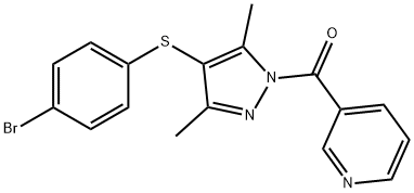 4-bromophenyl 3,5-dimethyl-1-(3-pyridinylcarbonyl)-1H-pyrazol-4-yl sulfide 구조식 이미지