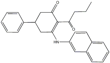 2-butyryl-3-(2-naphthylamino)-5-phenyl-2-cyclohexen-1-one Structure