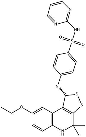 4-[(8-ethoxy-4,4-dimethyl-4,5-dihydro-1H-[1,2]dithiolo[3,4-c]quinolin-1-ylidene)amino]-N-(2-pyrimidinyl)benzenesulfonamide Structure