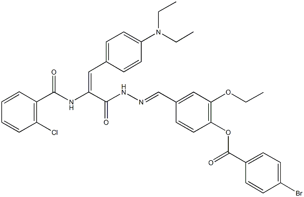 4-(2-{2-[(2-chlorobenzoyl)amino]-3-[4-(diethylamino)phenyl]acryloyl}carbohydrazonoyl)-2-ethoxyphenyl 4-bromobenzoate Structure