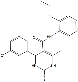 N-(2-ethoxyphenyl)-4-(3-methoxyphenyl)-6-methyl-2-thioxo-1,2,3,4-tetrahydropyrimidine-5-carboxamide 구조식 이미지