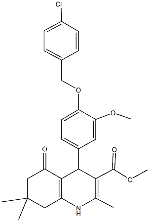 methyl 4-{4-[(4-chlorobenzyl)oxy]-3-methoxyphenyl}-2,7,7-trimethyl-5-oxo-1,4,5,6,7,8-hexahydro-3-quinolinecarboxylate 구조식 이미지