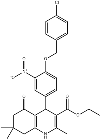 ethyl 4-{4-[(4-chlorobenzyl)oxy]-3-nitrophenyl}-2,7,7-trimethyl-5-oxo-1,4,5,6,7,8-hexahydro-3-quinolinecarboxylate Structure