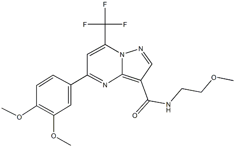 5-(3,4-dimethoxyphenyl)-N-(2-methoxyethyl)-7-(trifluoromethyl)pyrazolo[1,5-a]pyrimidine-3-carboxamide 구조식 이미지