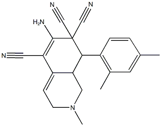 6-amino-8-(2,4-dimethylphenyl)-2-methyl-2,3,8,8a-tetrahydro-5,7,7(1H)-isoquinolinetricarbonitrile 구조식 이미지