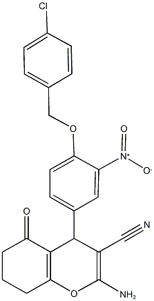 2-amino-4-{4-[(4-chlorobenzyl)oxy]-3-nitrophenyl}-5-oxo-5,6,7,8-tetrahydro-4H-chromene-3-carbonitrile 구조식 이미지
