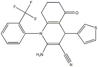 2-amino-5-oxo-4-thien-3-yl-1-[2-(trifluoromethyl)phenyl]-1,4,5,6,7,8-hexahydroquinoline-3-carbonitrile Structure