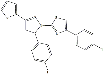 2-[5-(4-fluorophenyl)-3-(2-thienyl)-4,5-dihydro-1H-pyrazol-1-yl]-4-(4-iodophenyl)-1,3-thiazole Structure