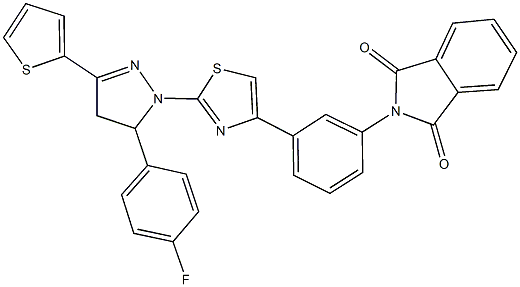 2-(3-{2-[5-(4-fluorophenyl)-3-(2-thienyl)-4,5-dihydro-1H-pyrazol-1-yl]-1,3-thiazol-4-yl}phenyl)-1H-isoindole-1,3(2H)-dione 구조식 이미지