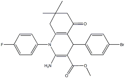 methyl 2-amino-4-(4-bromophenyl)-1-(4-fluorophenyl)-7,7-dimethyl-5-oxo-1,4,5,6,7,8-hexahydro-3-quinolinecarboxylate 구조식 이미지