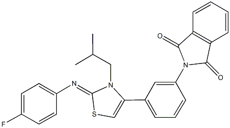 2-(3-{2-[(4-fluorophenyl)imino]-3-isobutyl-2,3-dihydro-1,3-thiazol-4-yl}phenyl)-1H-isoindole-1,3(2H)-dione 구조식 이미지