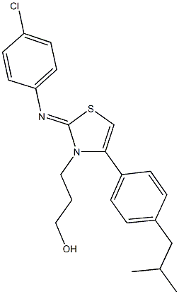 3-(2-[(4-chlorophenyl)imino]-4-(4-isobutylphenyl)-1,3-thiazol-3(2H)-yl)-1-propanol Structure