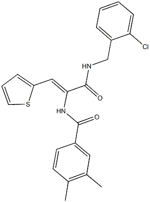 N-[1-{[(2-chlorobenzyl)amino]carbonyl}-2-(2-thienyl)vinyl]-3,4-dimethylbenzamide 구조식 이미지