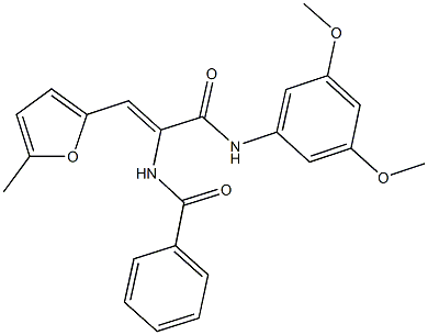 N-[1-[(3,5-dimethoxyanilino)carbonyl]-2-(5-methyl-2-furyl)vinyl]benzamide 구조식 이미지