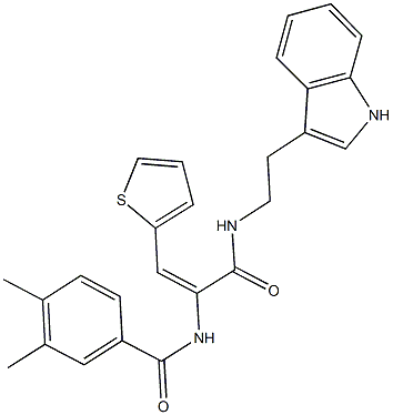 N-[1-({[2-(1H-indol-3-yl)ethyl]amino}carbonyl)-2-(2-thienyl)vinyl]-3,4-dimethylbenzamide 구조식 이미지